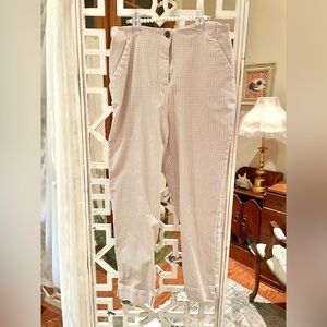 Worthington cream & white gingham slim able Pants w/ pockets